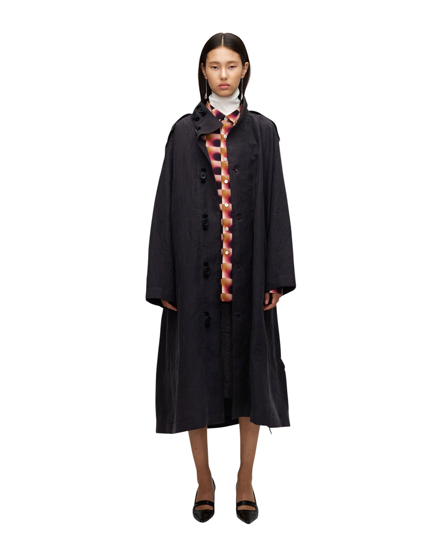 PERSIMMON DYED SILK TAFFETA HOODIE PARKA