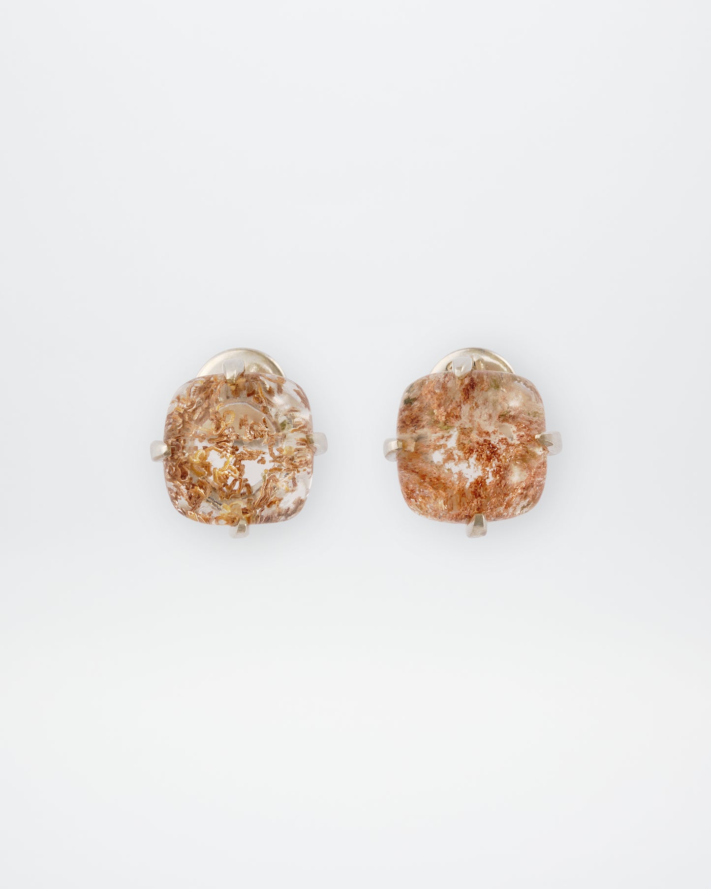 SQUARE GARDEN QUARTZ STUD EARRINGS