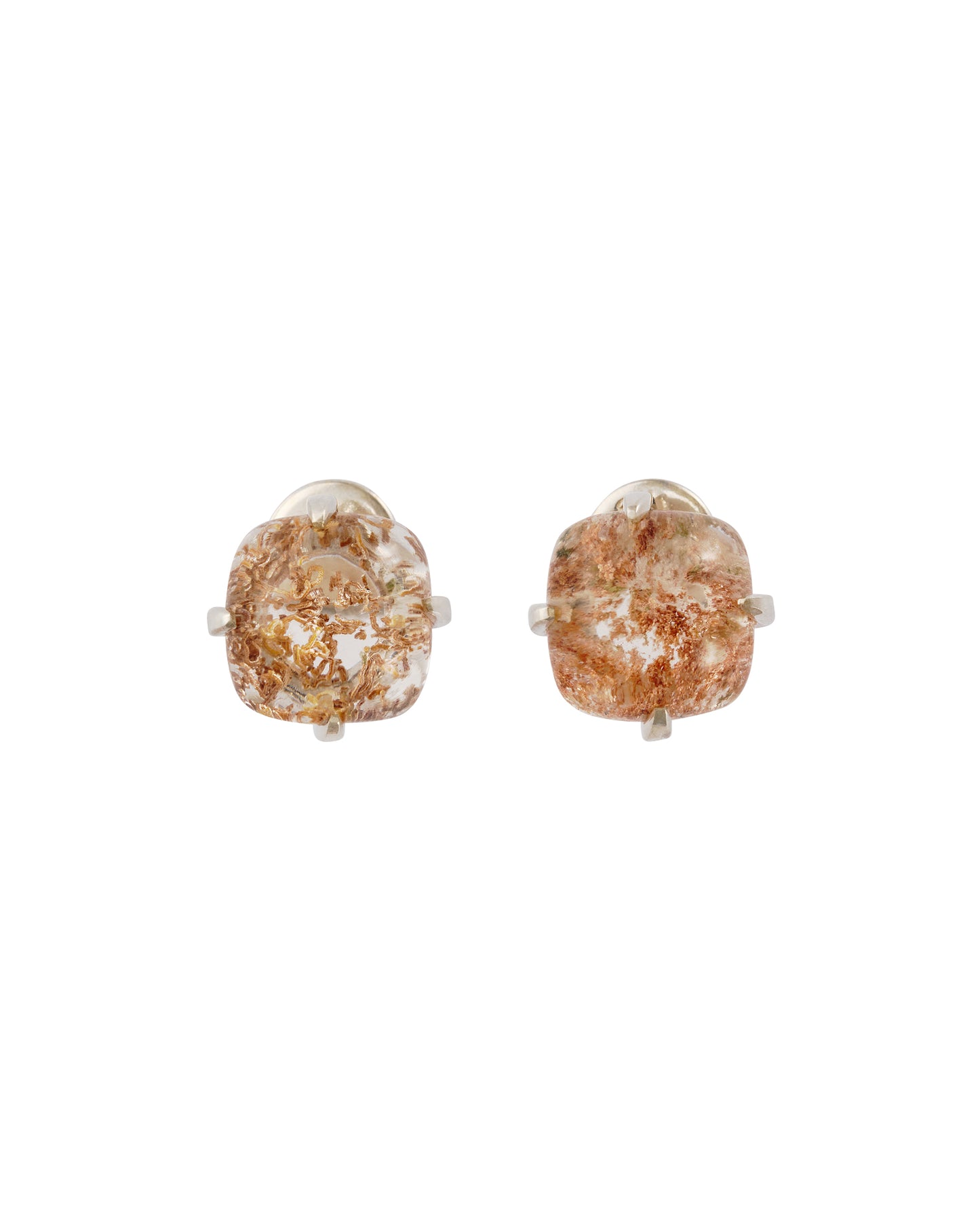 SQUARE GARDEN QUARTZ STUD EARRINGS