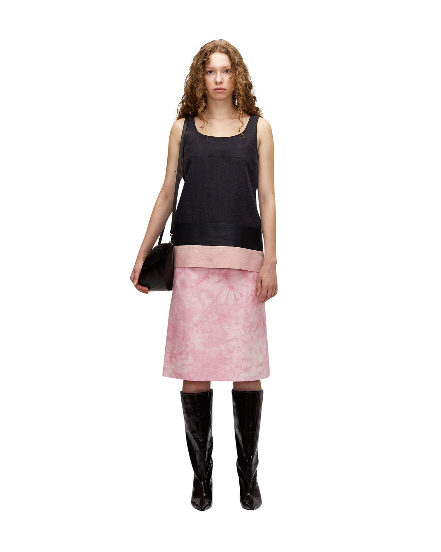 NATURAL MIXED DYED SILK SLEEVELESS TOP