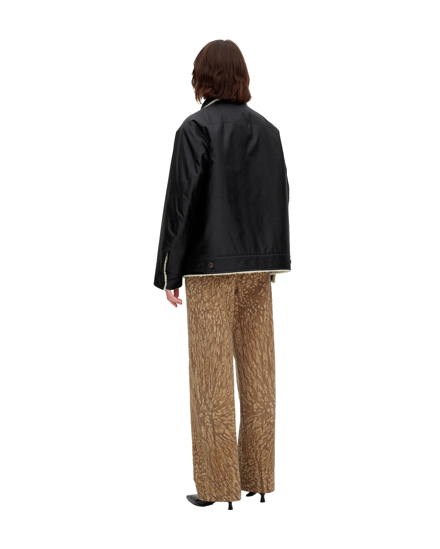 MUD DYED SIlLK SHEARLING TRUCKER JACKET