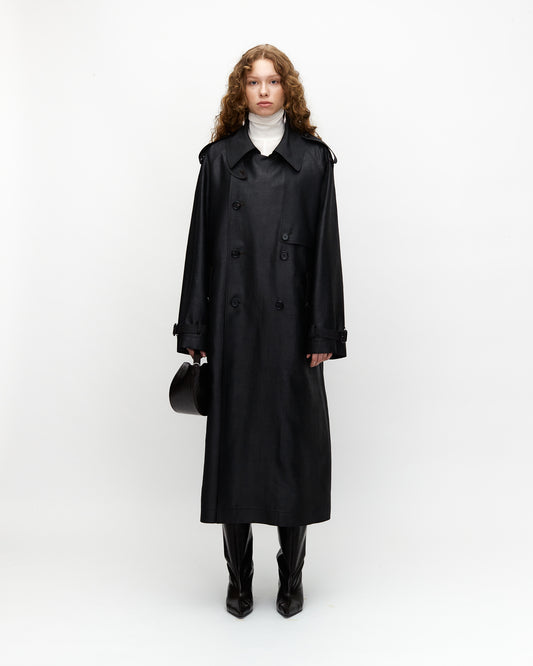 MUD DYED SILK TRENCH COAT