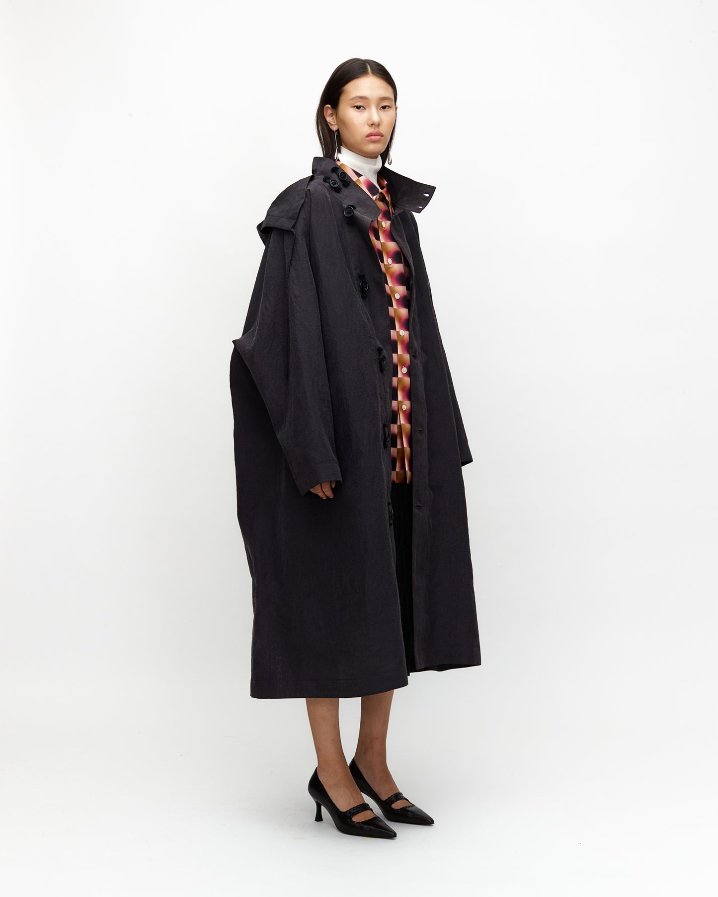 PERSIMMON DYED SILK TAFFETA HOODIE PARKA