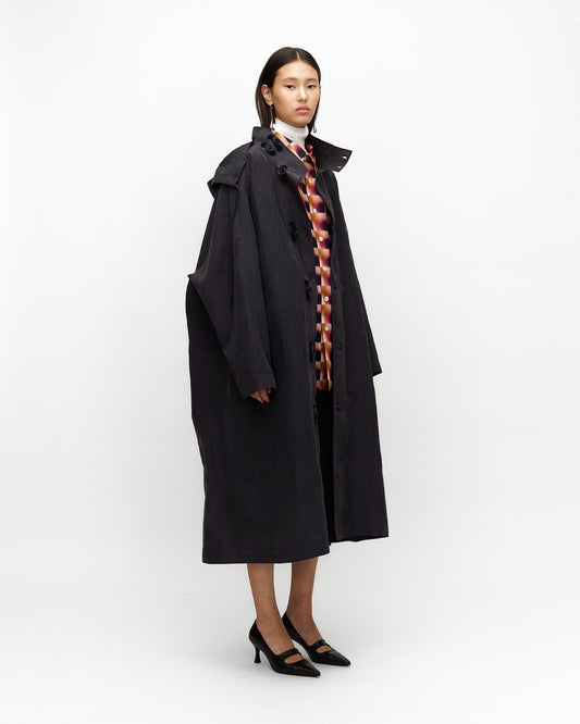 PERSIMMON DYED SILK TAFFETA HOODIE PARKA