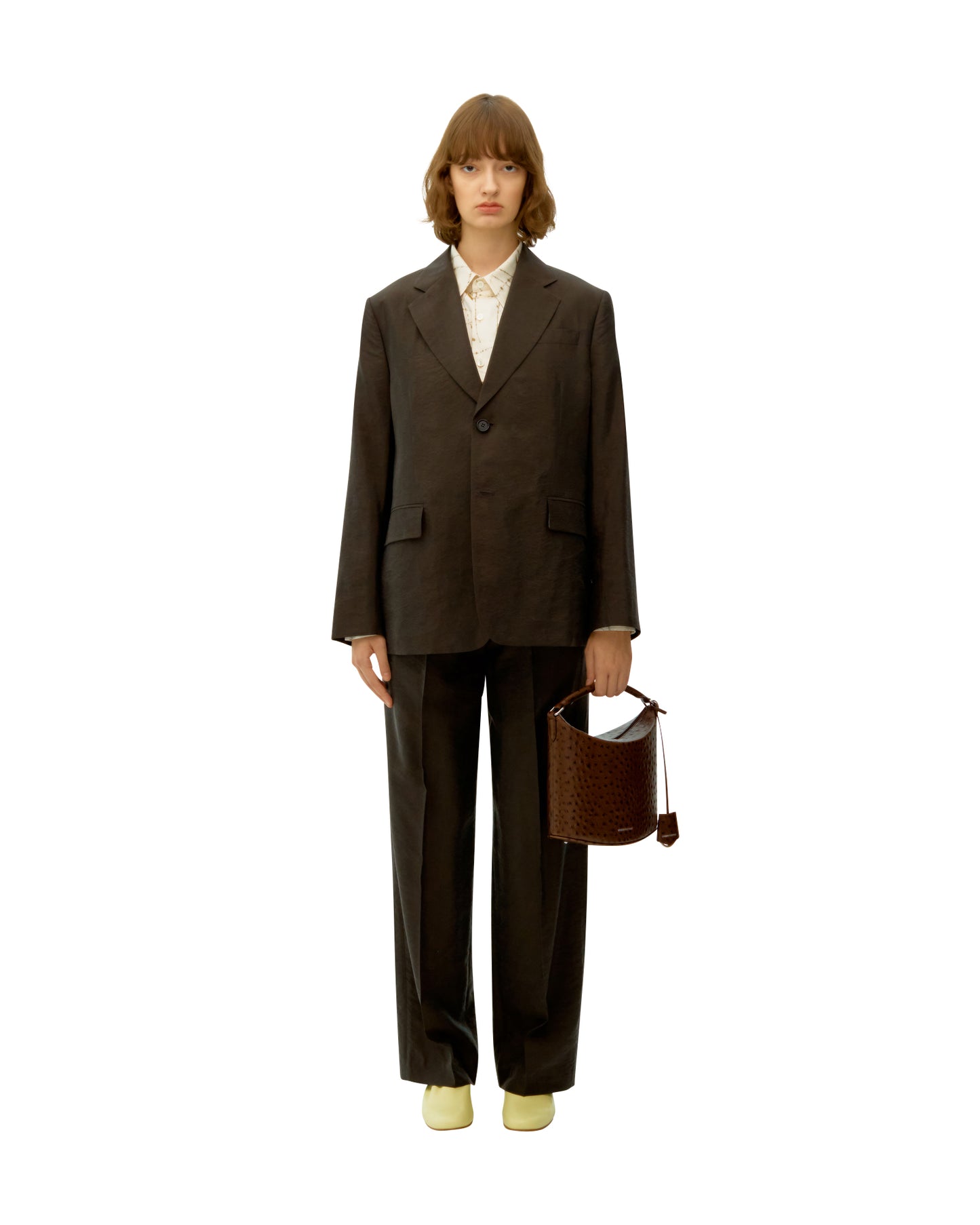 SILK NYLON ONE TUCK TROUSERS