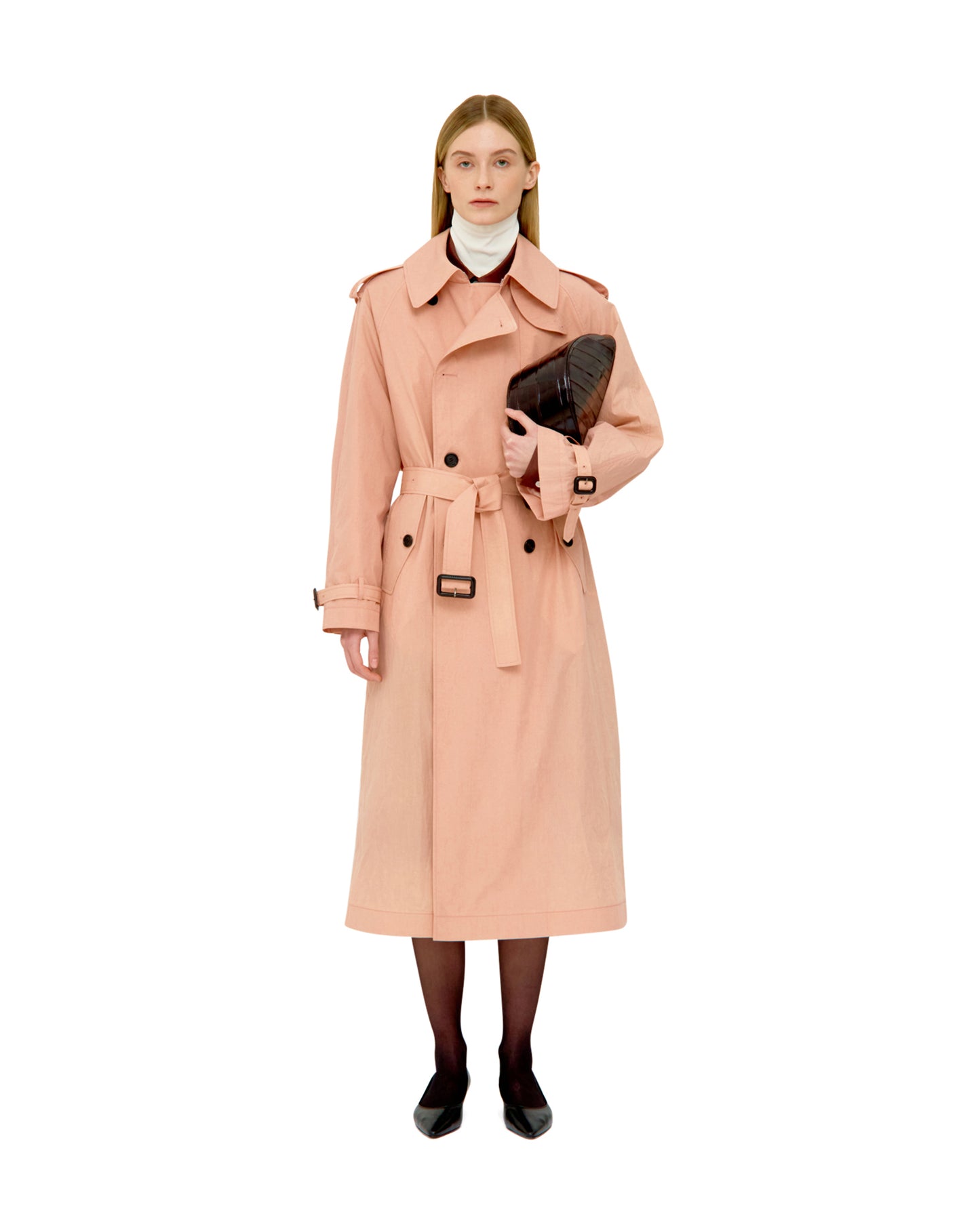 NATURAL DYED COTTON NYLON TRENCH COAT