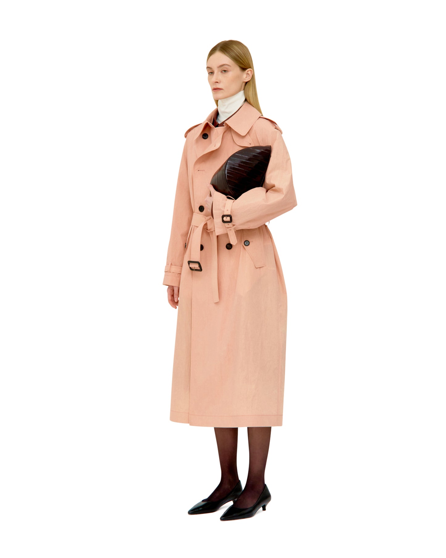 NATURAL DYED COTTON NYLON TRENCH COAT