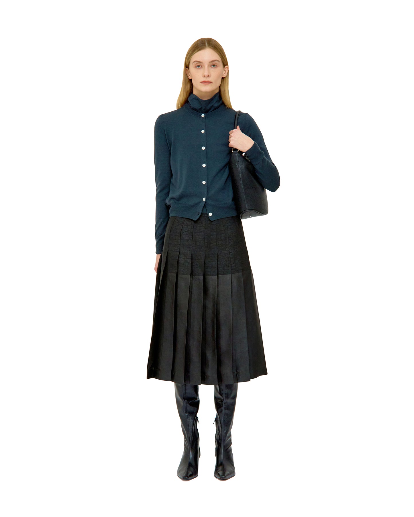 MUD DYED SILK PLEATED SKIRT