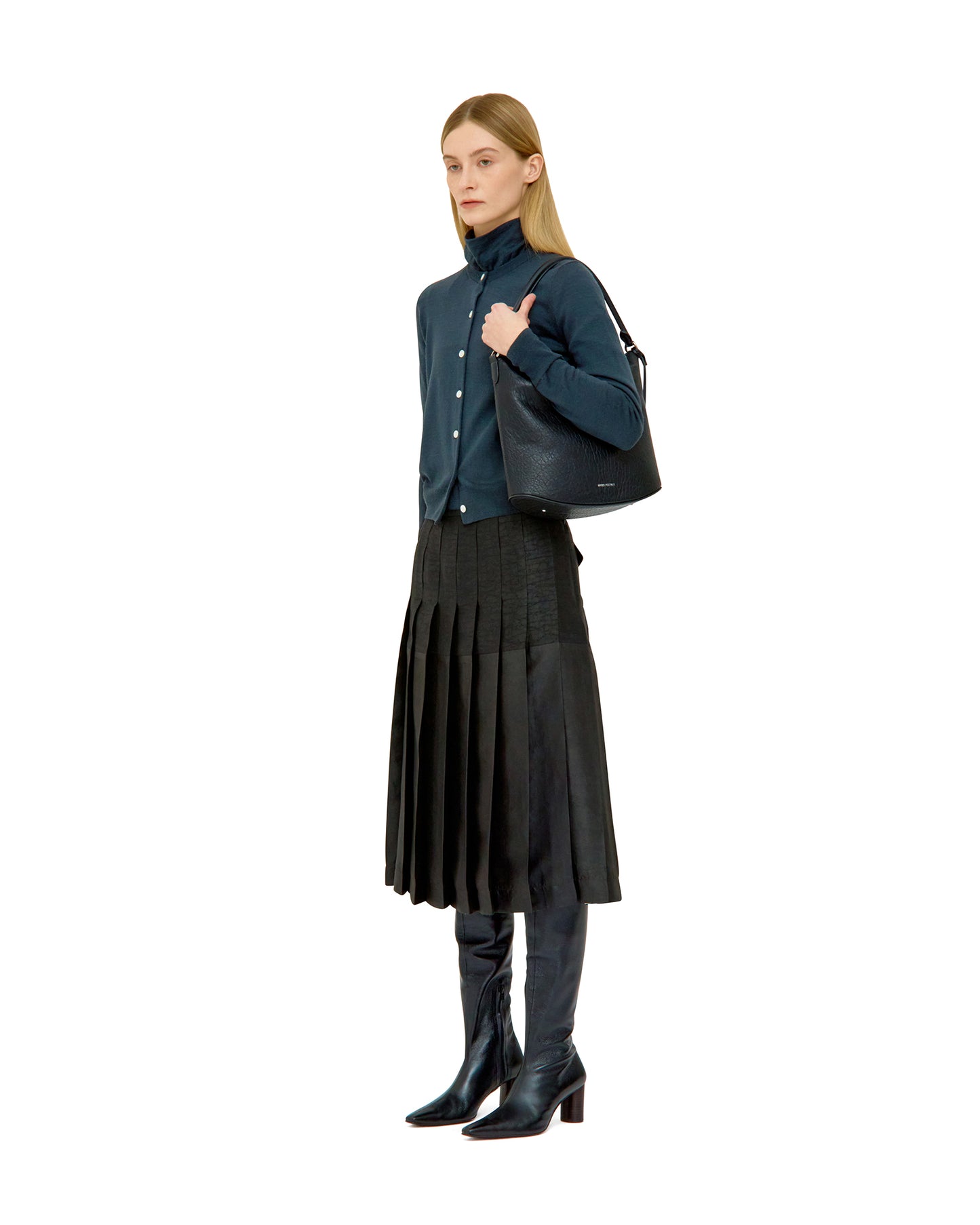 MUD DYED SILK PLEATED SKIRT