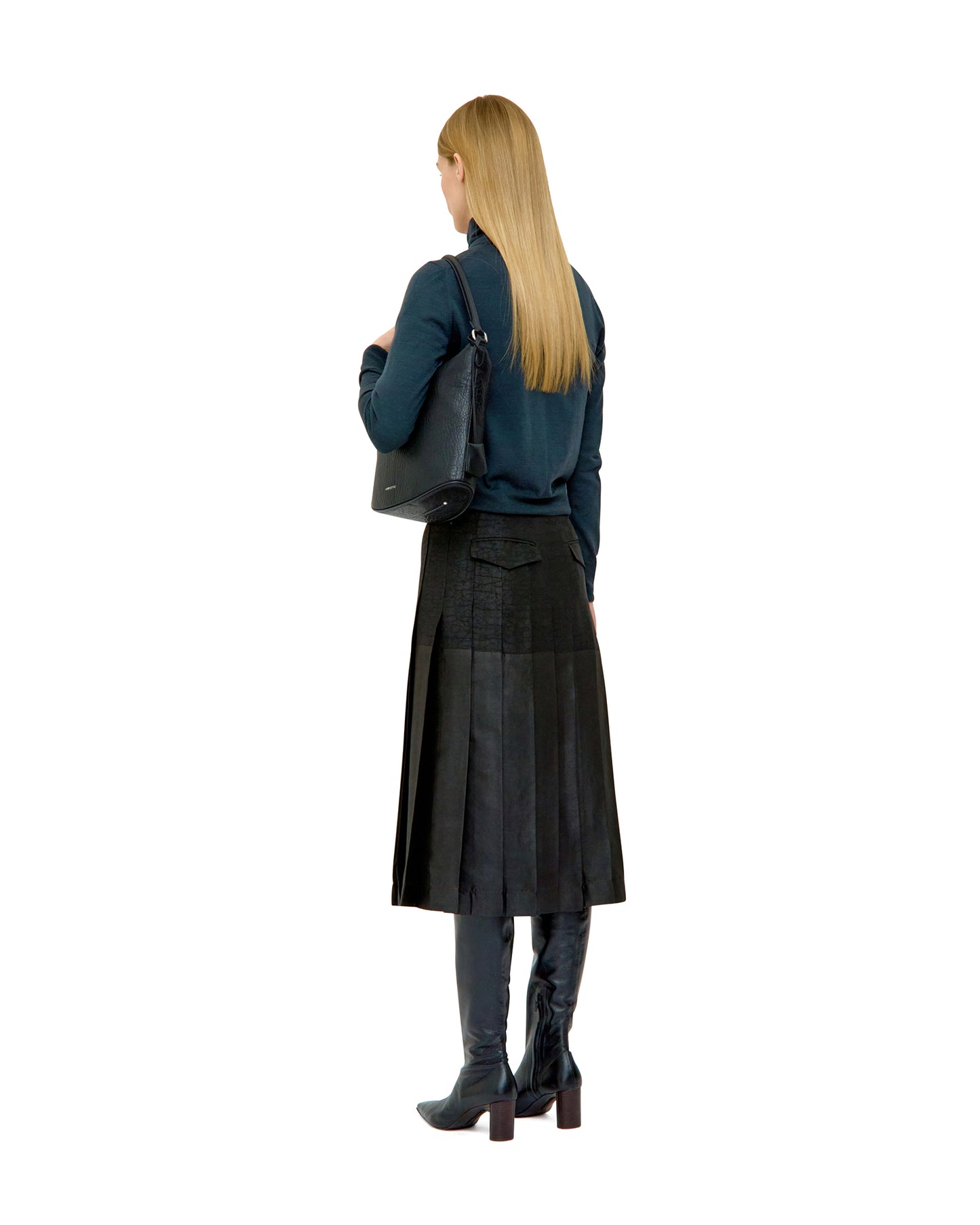 MUD DYED SILK PLEATED SKIRT