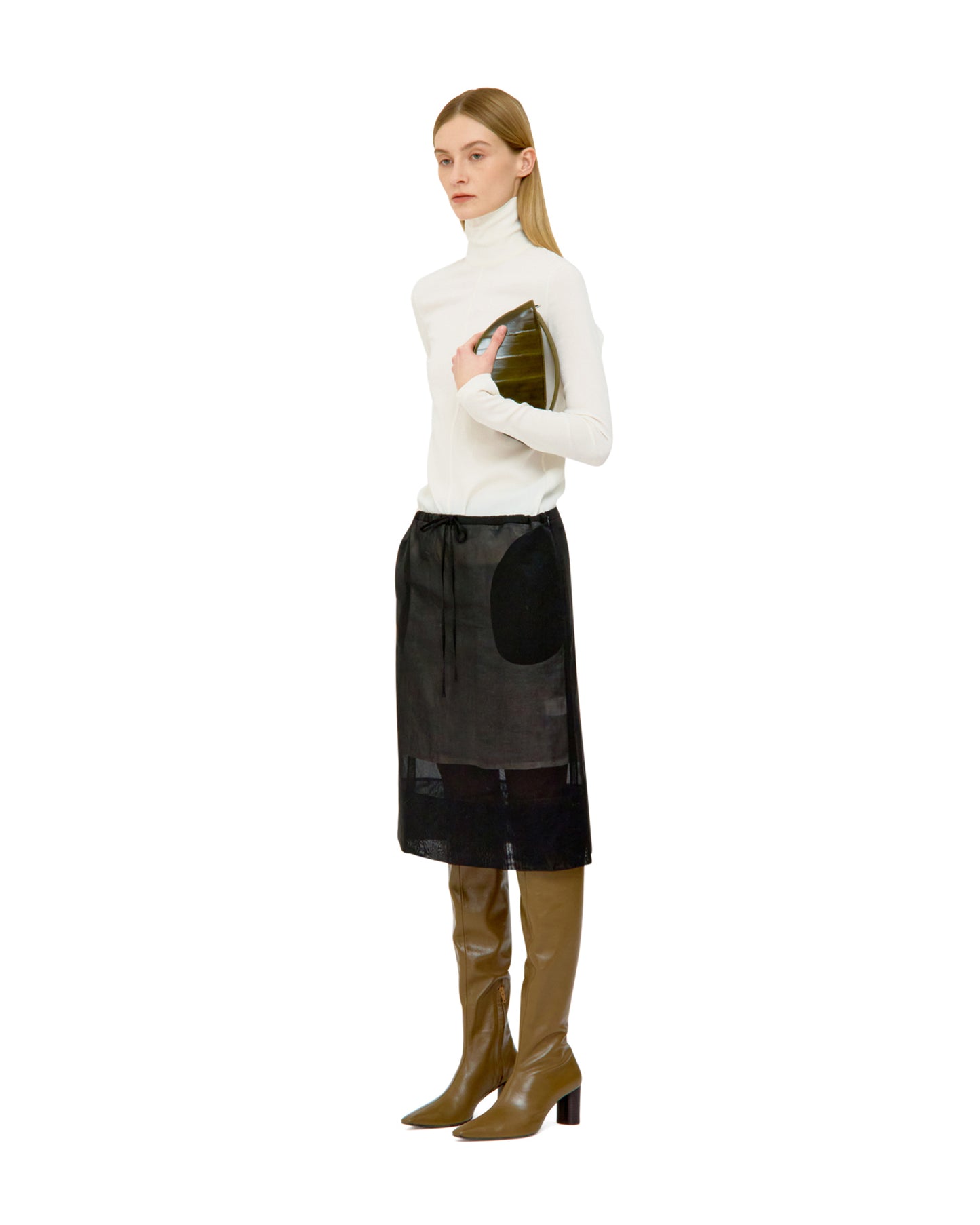 COTTON ORGANZA LAYERED MIDI SKIRT
