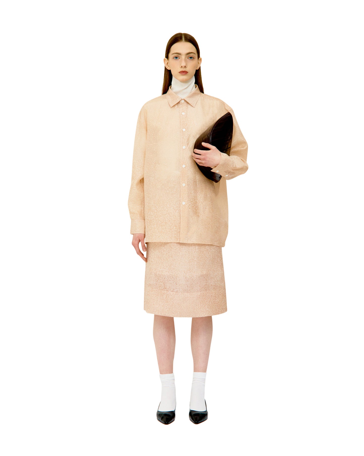 SALT DYED SILK LAYERED MIDI SKIRT