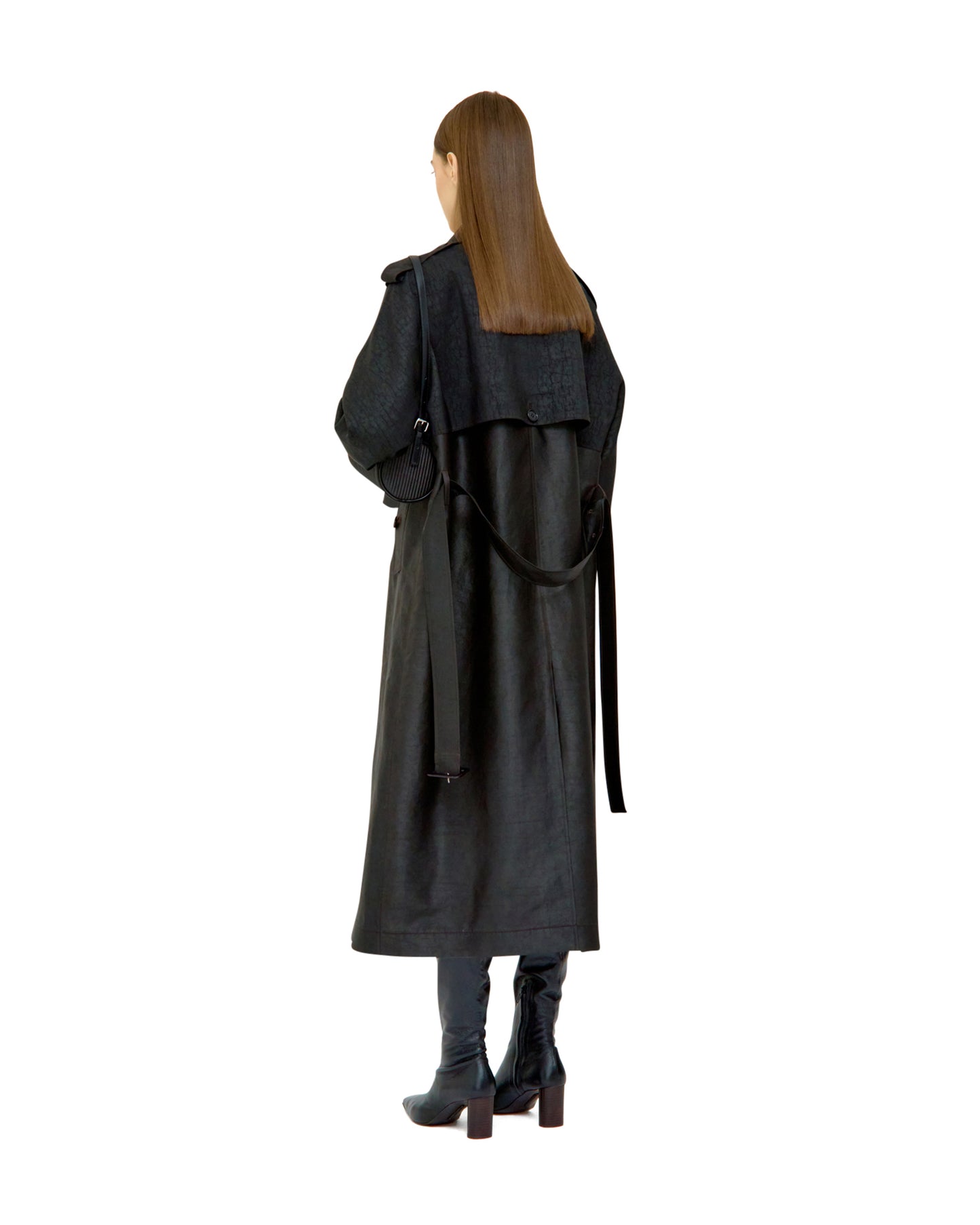 MUD DYED SILK BLOCKED TRENCH COAT
