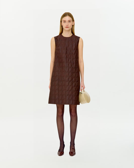QUILTED NATURAL DYED SILK DRESS