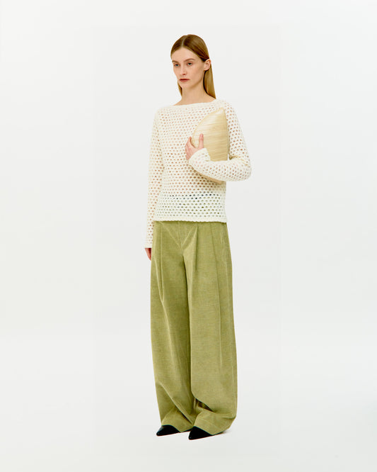 COTTON CORDUROY WIDE-FIT TWO TUCK TROUSERS
