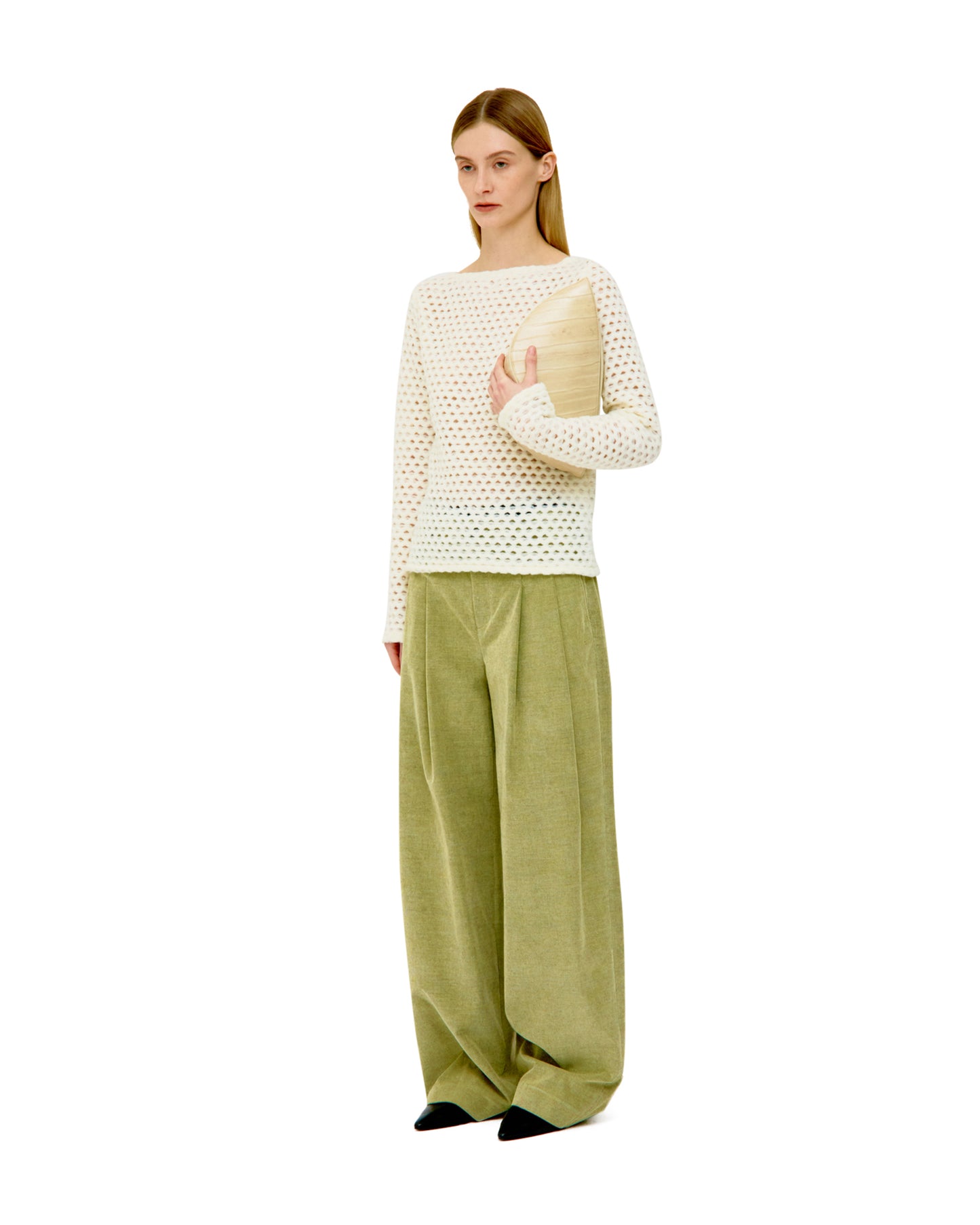 COTTON CORDUROY WIDE-FIT TWO TUCK TROUSERS