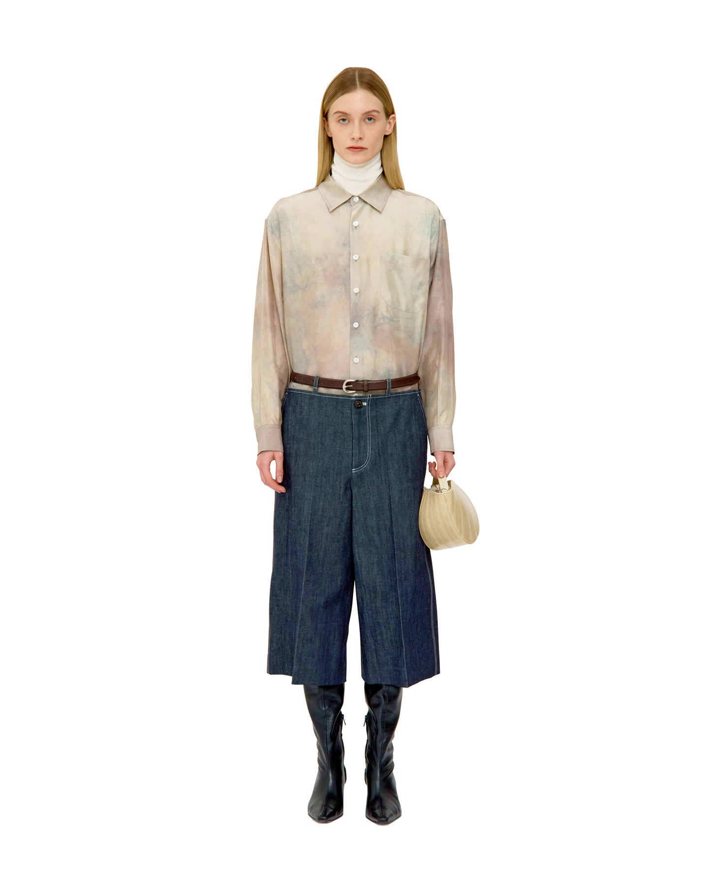 COTTON DENIM BERMUDA TROUSERS