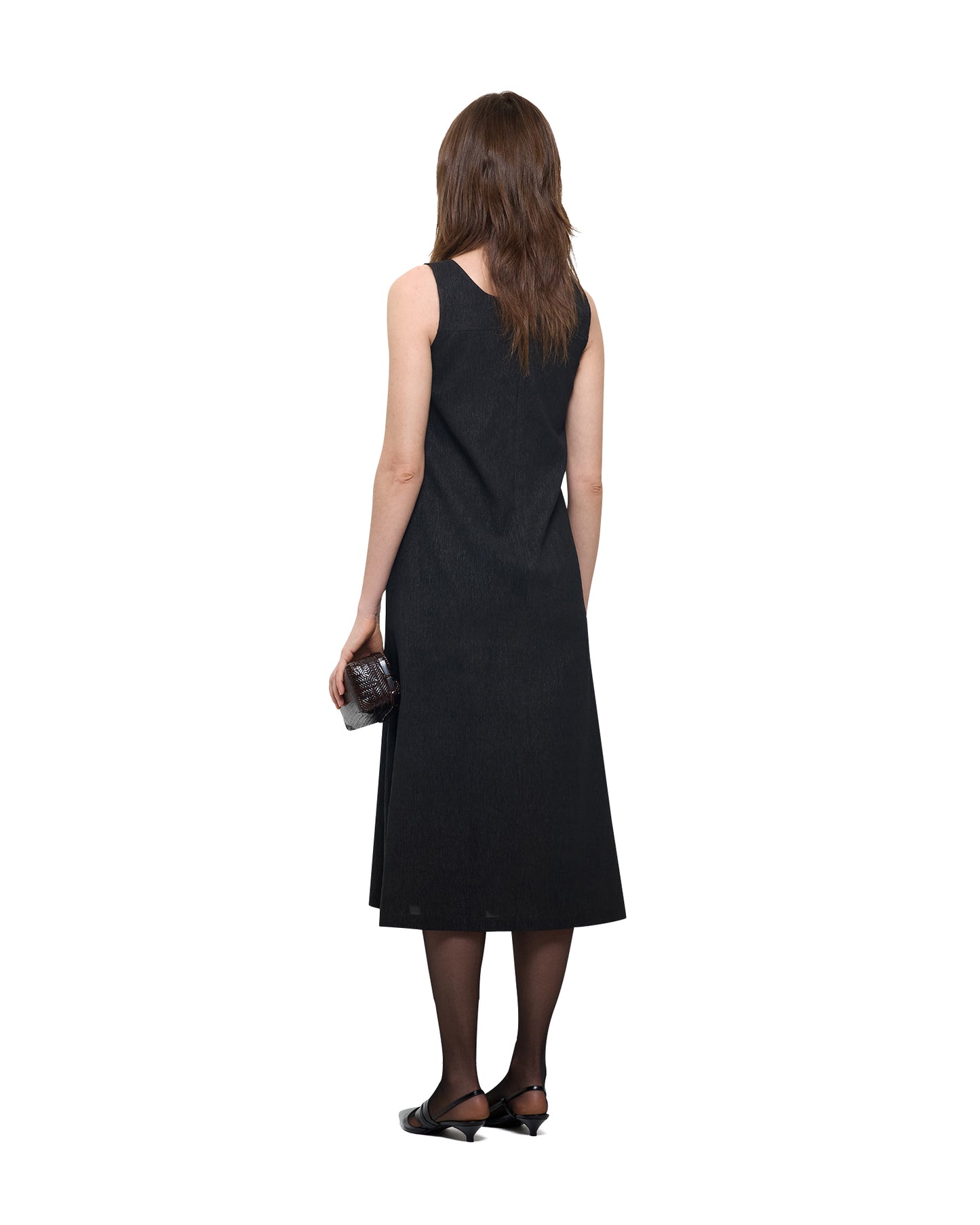 CRINKLED MUD DYED SILK SLEEVELESS DRESS