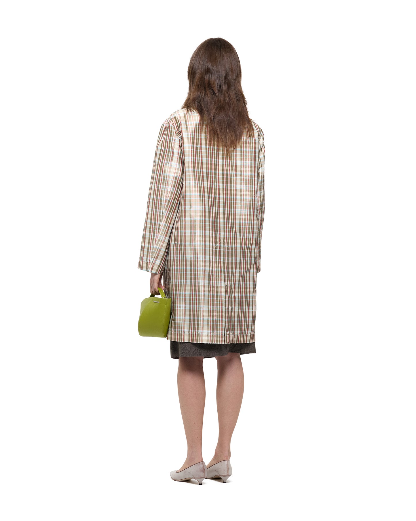 CHECKERED SILK SINGLE COAT