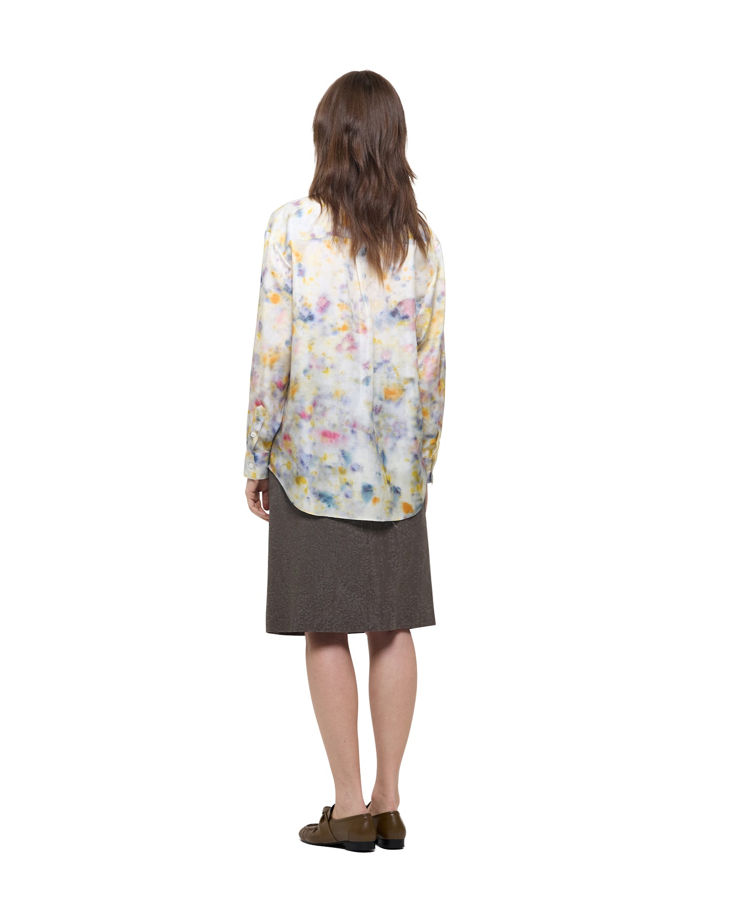 BOTANICAL PRINT WOOL SILK SHIRT
