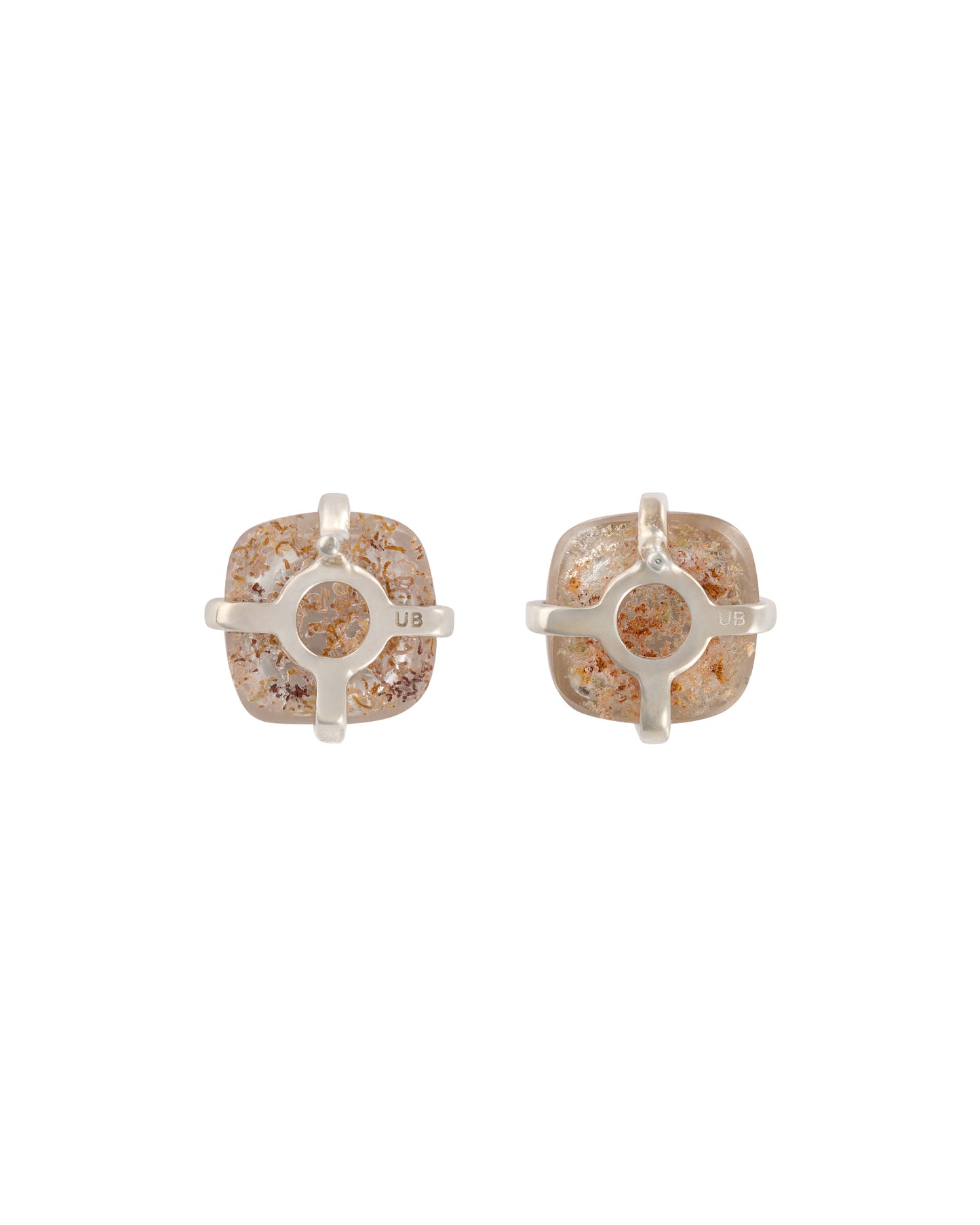 SQUARE GARDEN QUARTZ STUD EARRINGS