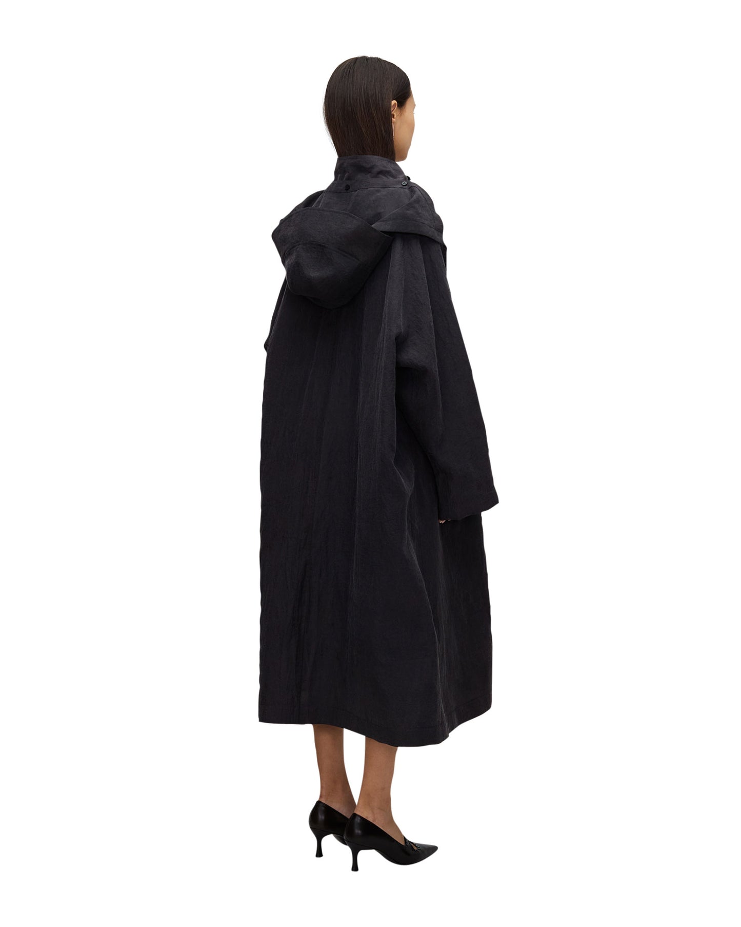 PERSIMMON DYED SILK TAFFETA HOODIE PARKA