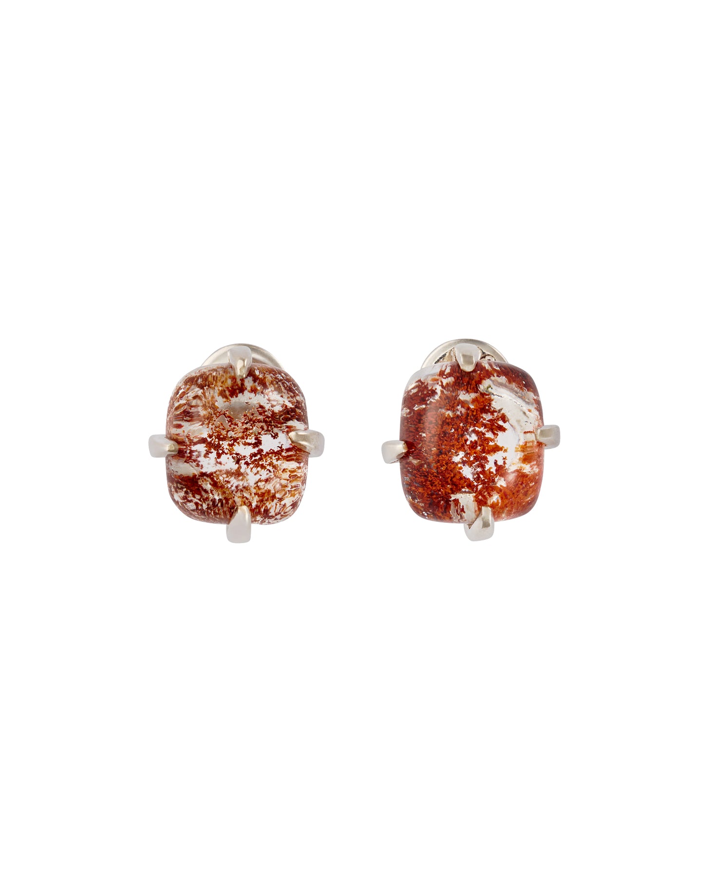 SQUARE GARDEN QUARTZ STUD EARRINGS