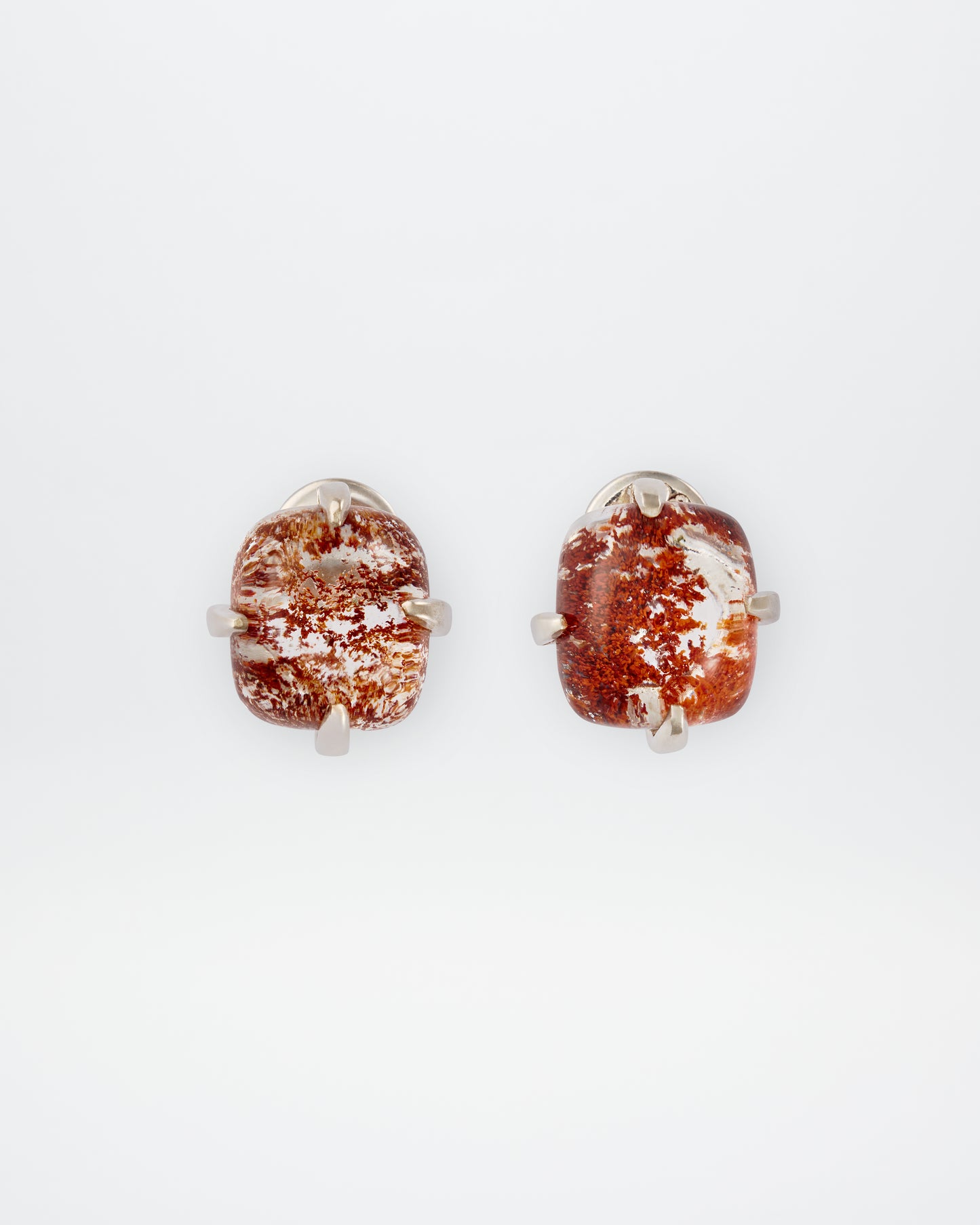 SQUARE GARDEN QUARTZ STUD EARRINGS