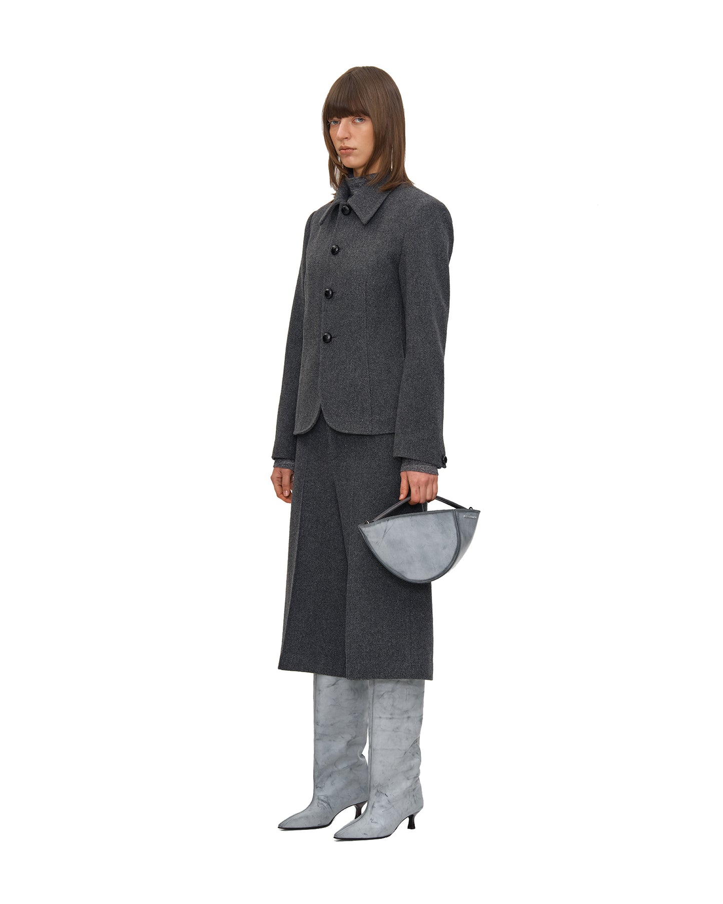 GREY WOOL FOUR-BUTTON JACKET