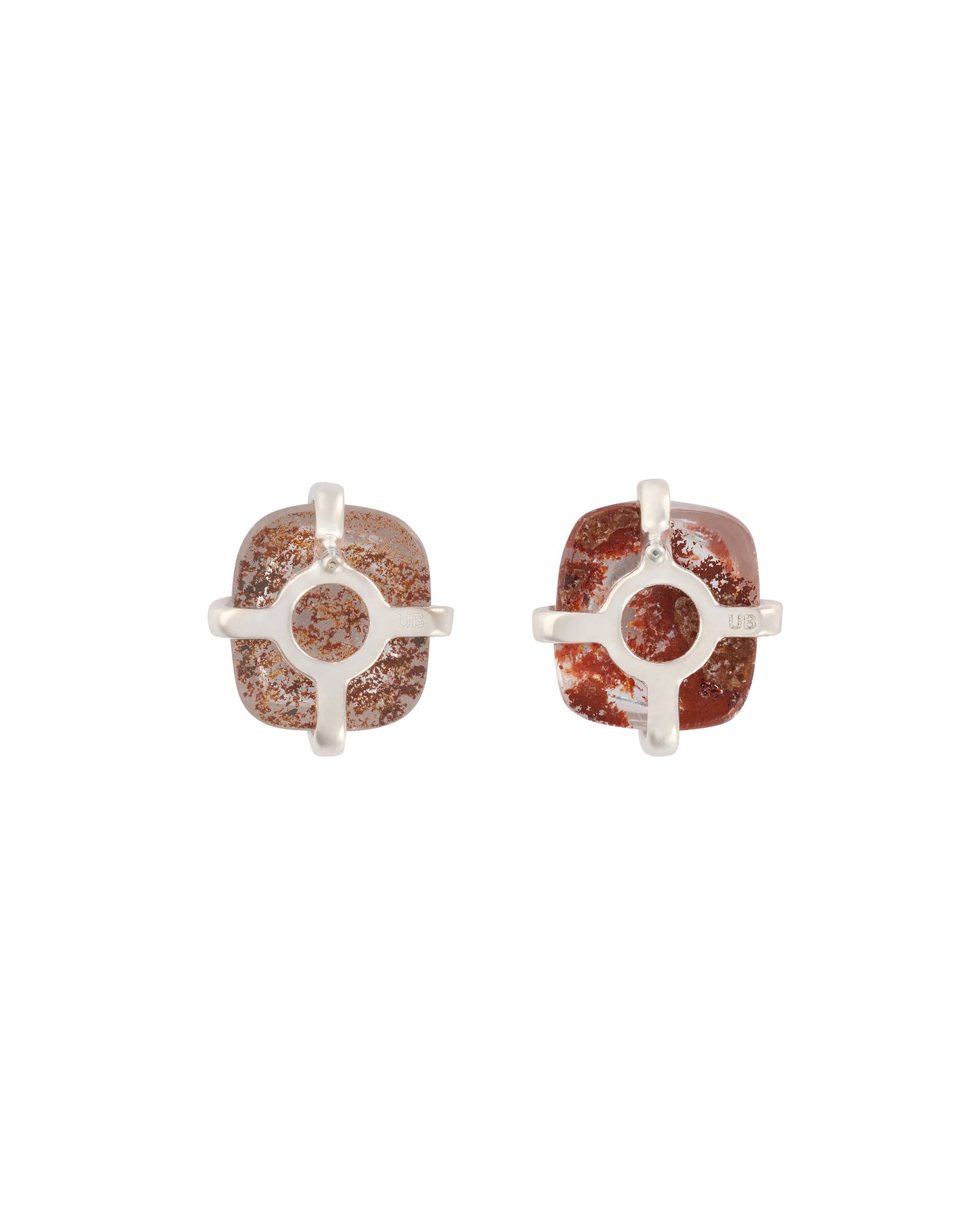 SQUARE GARDEN QUARTZ STUD EARRINGS