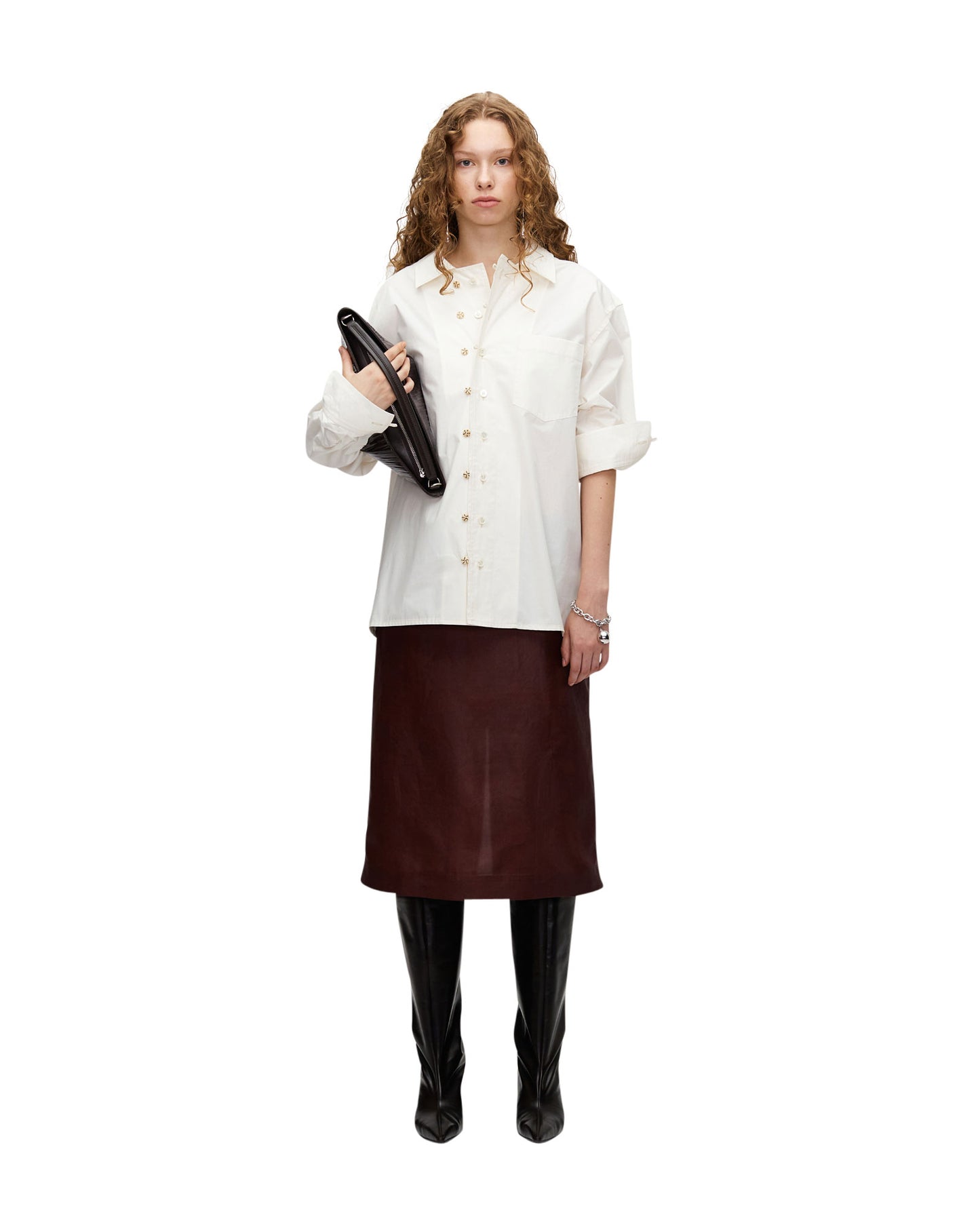 OFF-WHITE ORGANIC COTTON DOUBLE BUTTON SHIRT