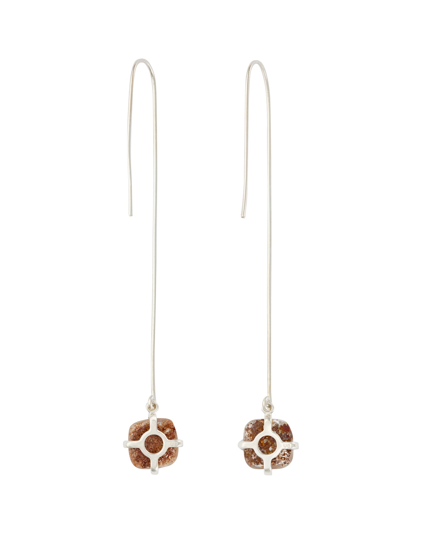 SQUARE GARDEN QUARTZ LONG DROP EARRINGS