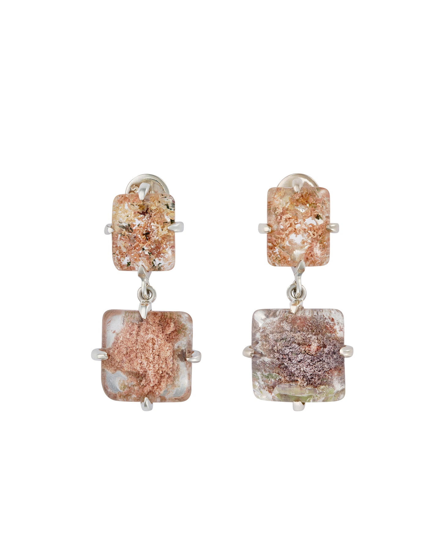 SQUARE GARDEN QUARTZ DROP EARRINGS