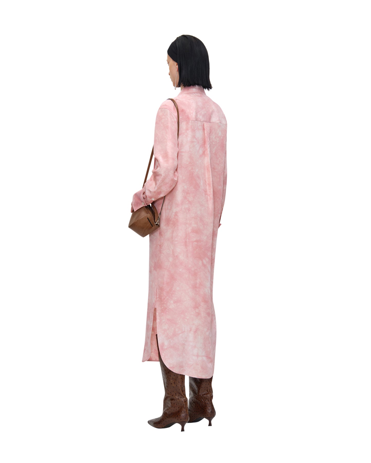 NATURAL COCCUS DYED SILK SHIRT DRESS