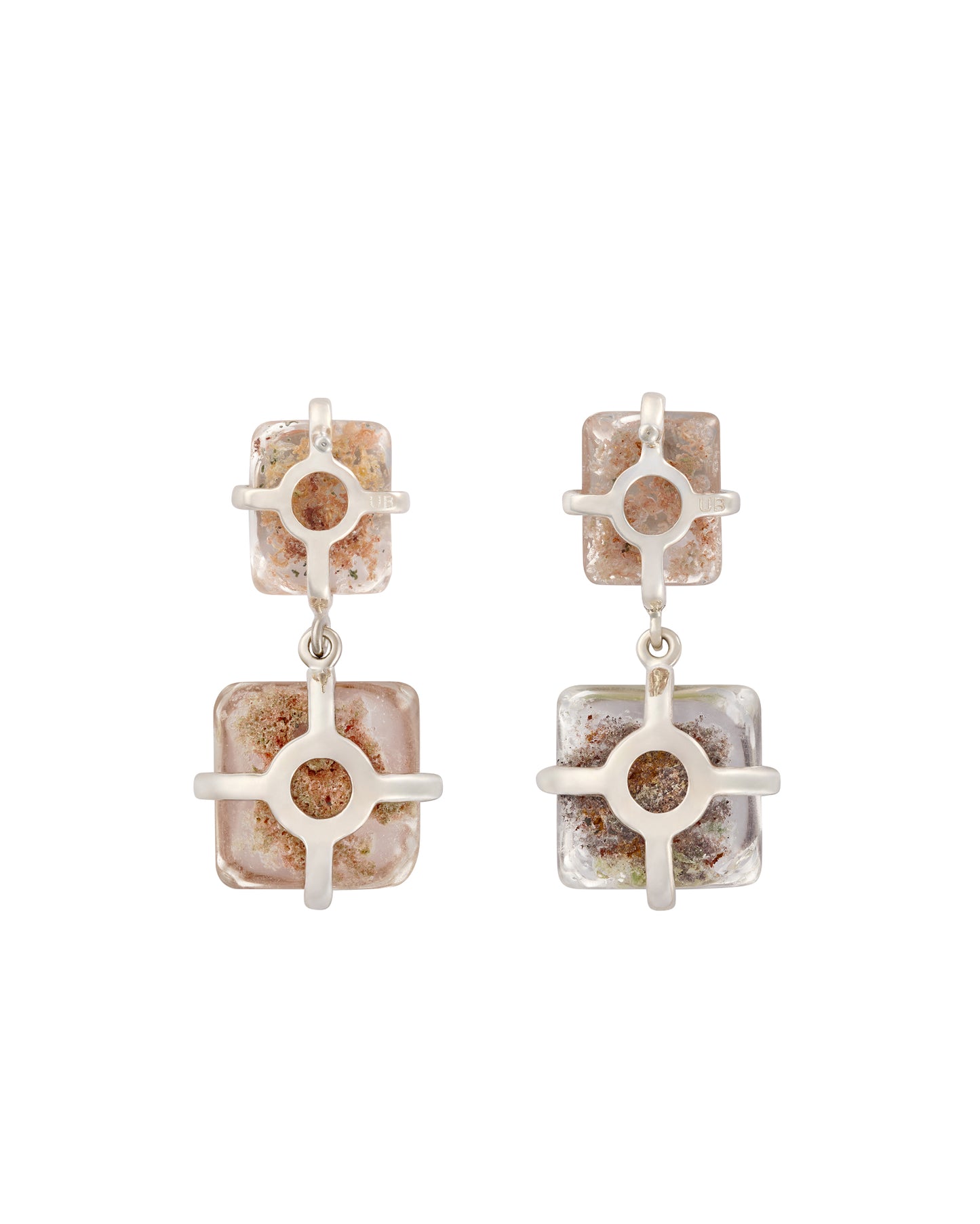 SQUARE GARDEN QUARTZ DROP EARRINGS