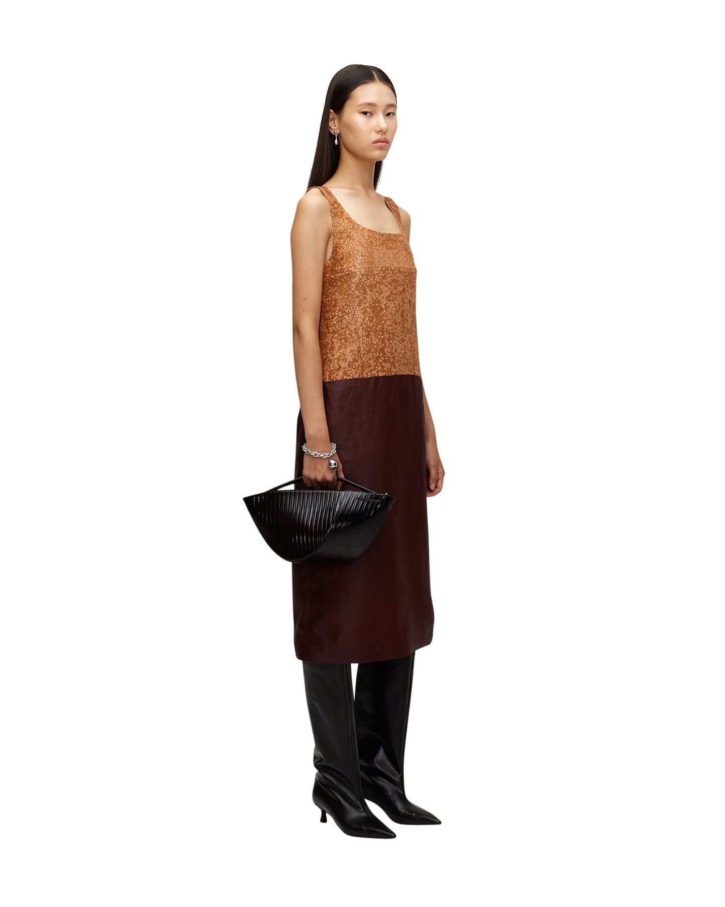 SALT DYED SILK SLEEVELESS DRESS