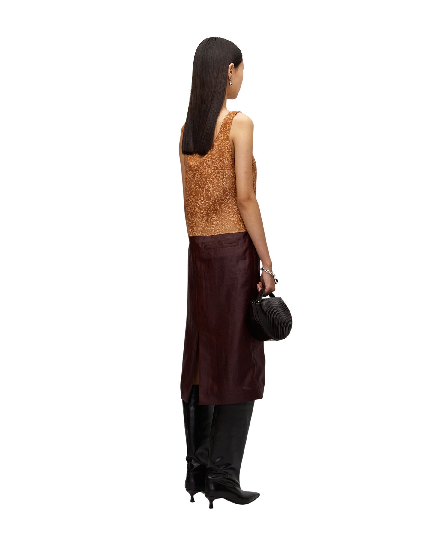 SALT DYED SILK SLEEVELESS DRESS