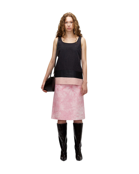 NATURAL MIXED DYED SILK SLEEVELESS TOP