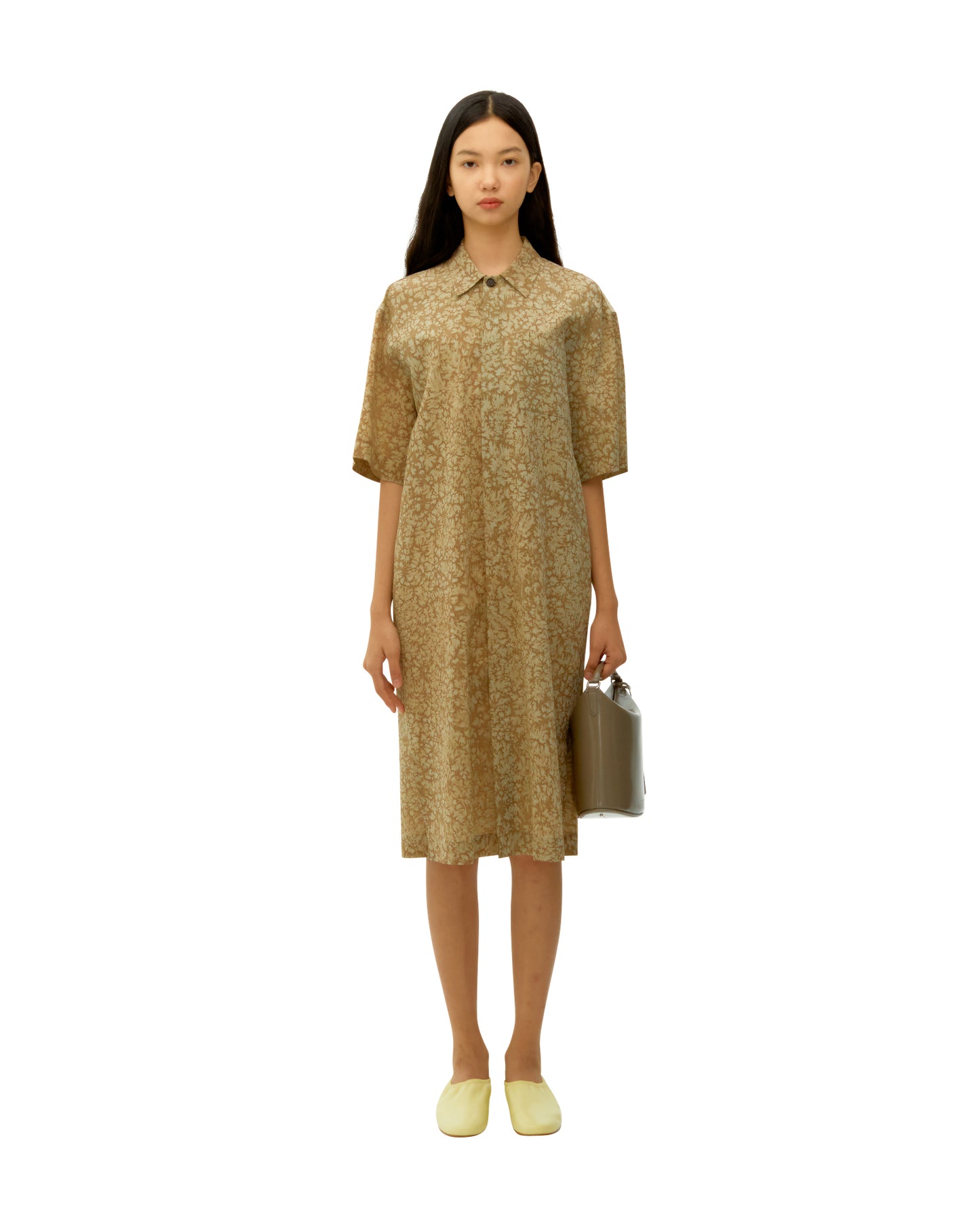 SALT DYED SILK SHORT SLEEVE SHIRT DRESS