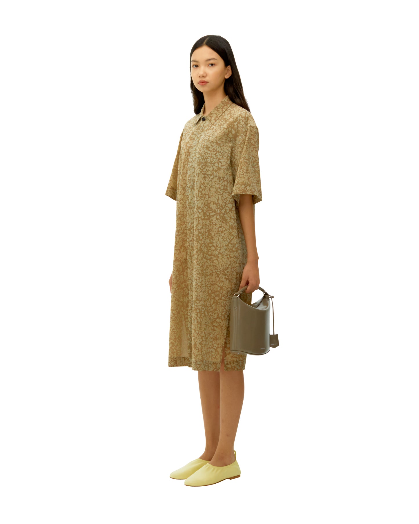 SALT DYED SILK SHORT SLEEVE SHIRT DRESS