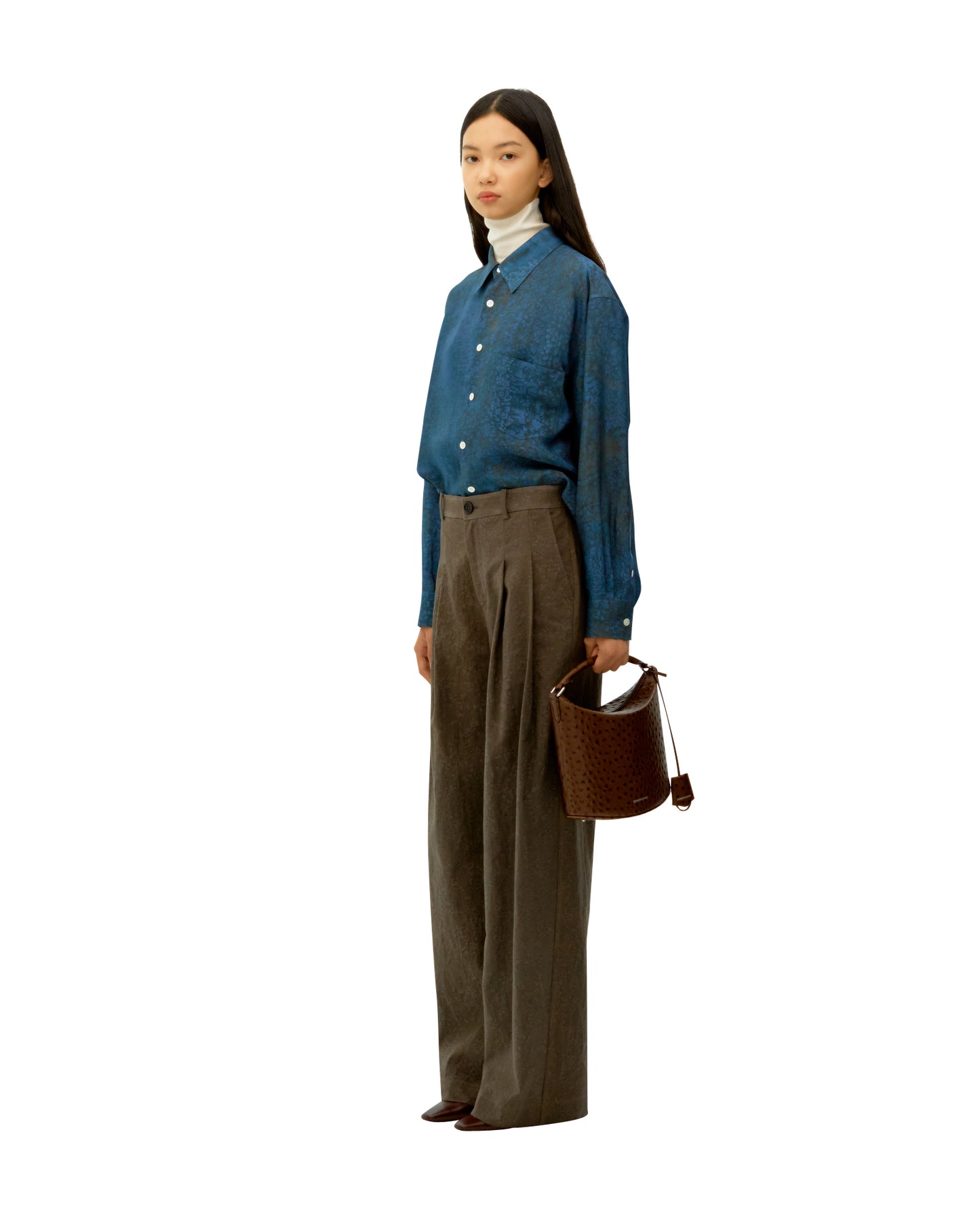 SALT DYED COTTON WIDE-FIT TWO TUCK TROUSERS