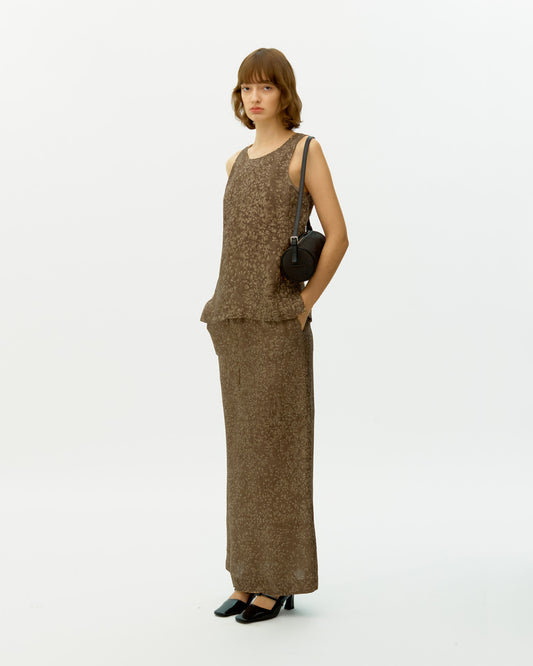 SALT DYED RAYON LONG SKIRT