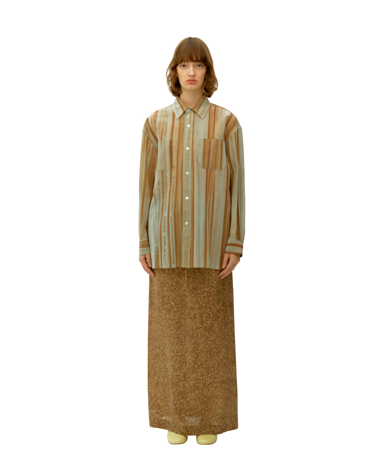 NATURAL DYED STRIPED SILK OVERSIZED SHIRT