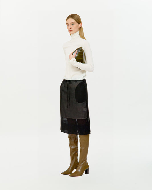 COTTON ORGANZA LAYERED MIDI SKIRT