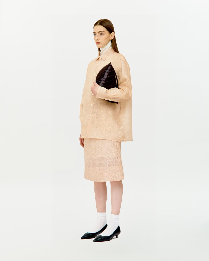 SALT DYED SILK LAYERED MIDI SKIRT