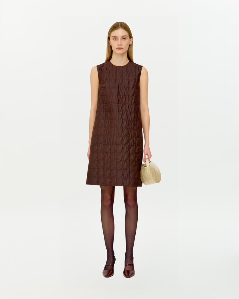 QUILTED NATURAL DYED SILK DRESS