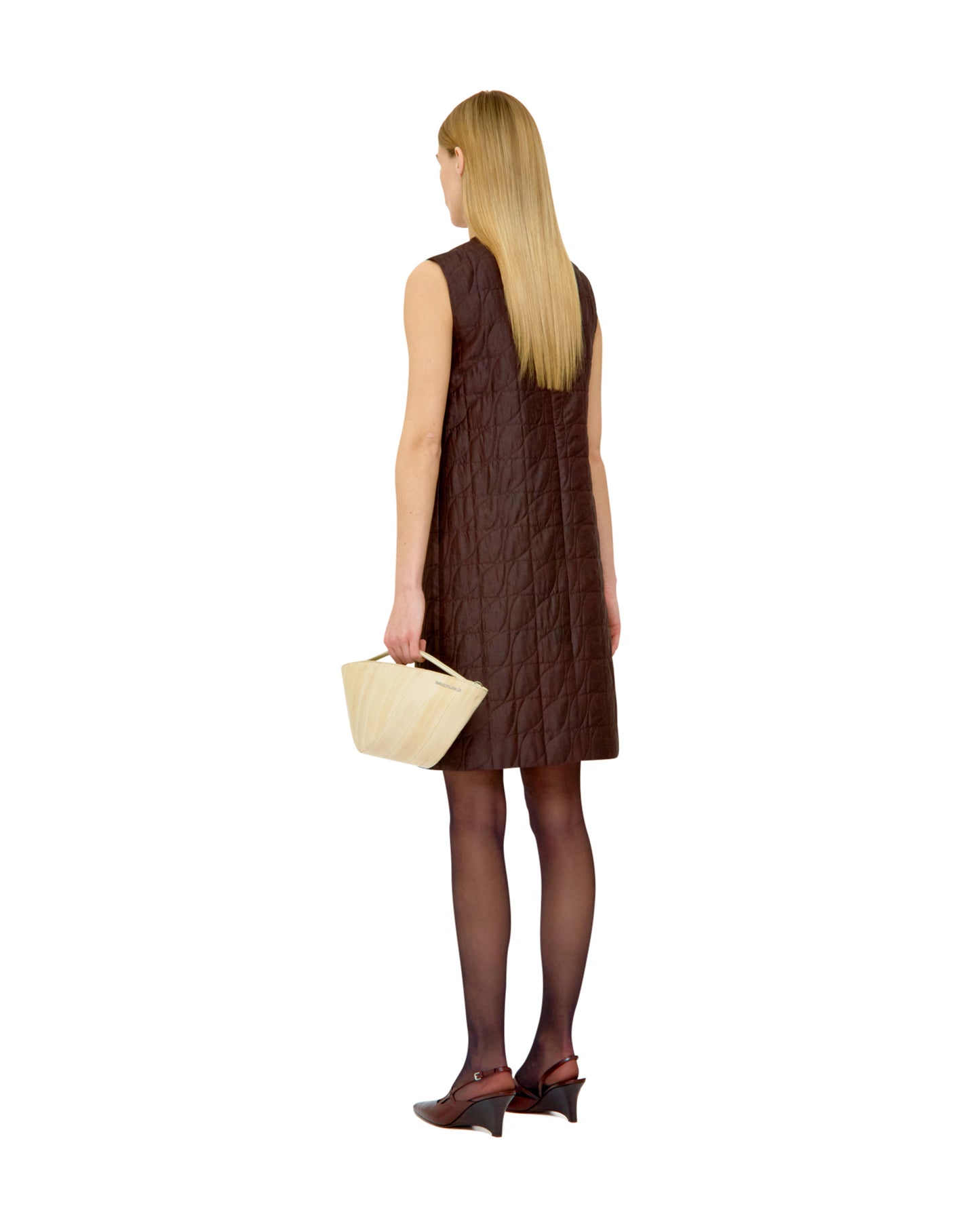 QUILTED NATURAL DYED SILK DRESS