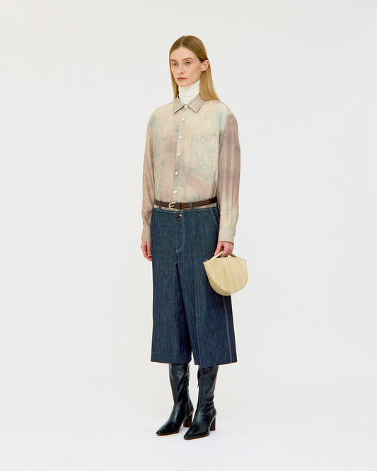 COTTON DENIM BERMUDA TROUSERS