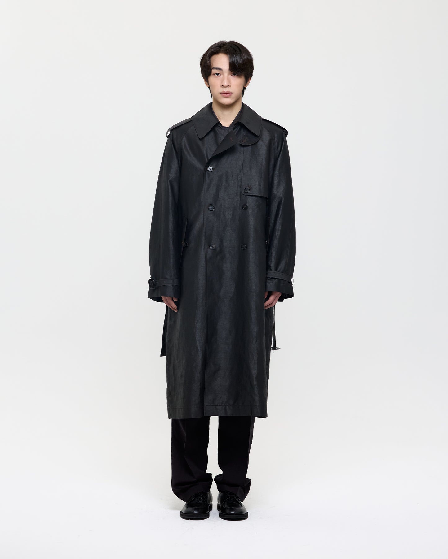 MUD DYED SILK TRENCH COAT (UNISEX)