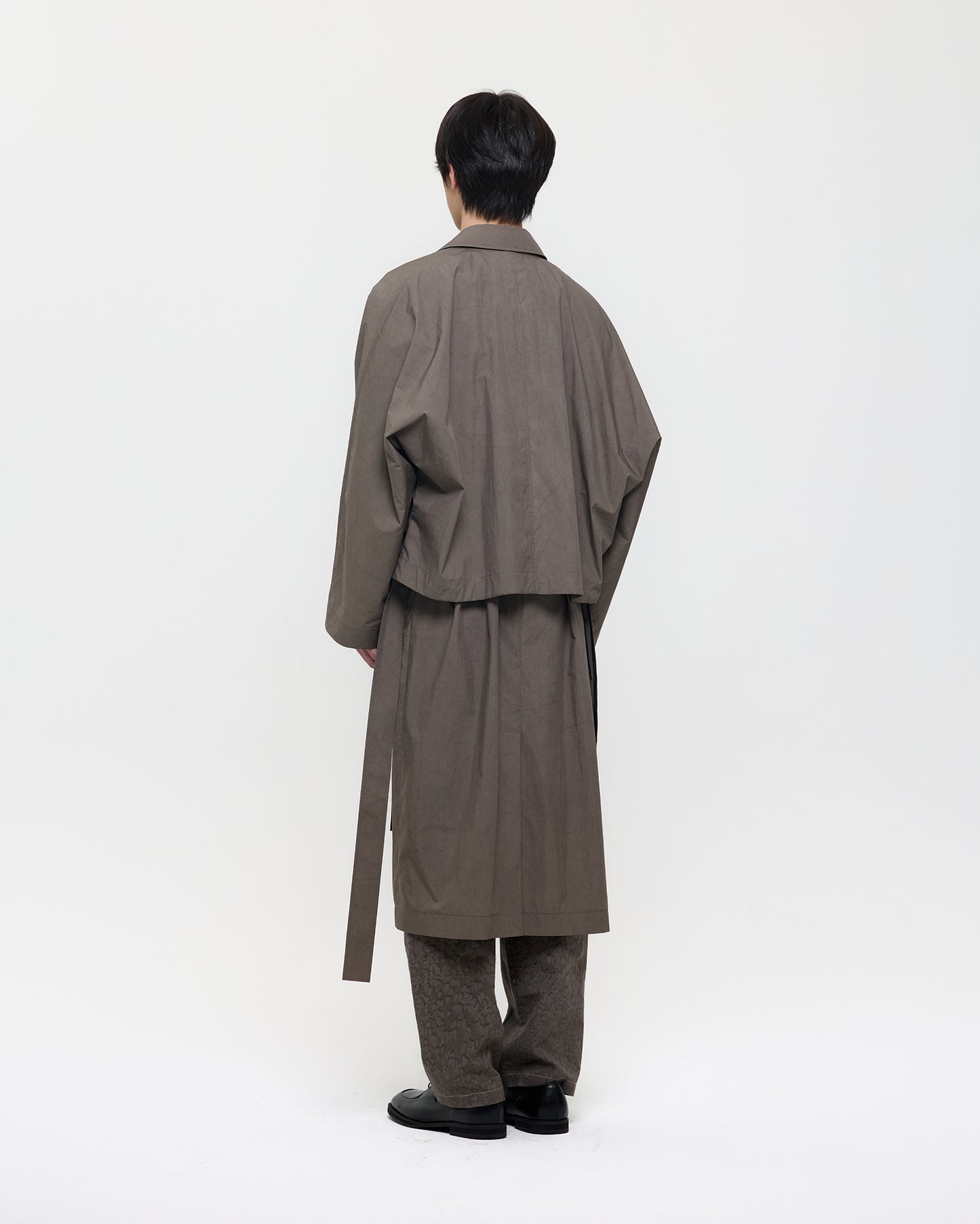 NATURAL DYED COTTON NYLON DOUBLE TRENCH COAT (UNISEX)